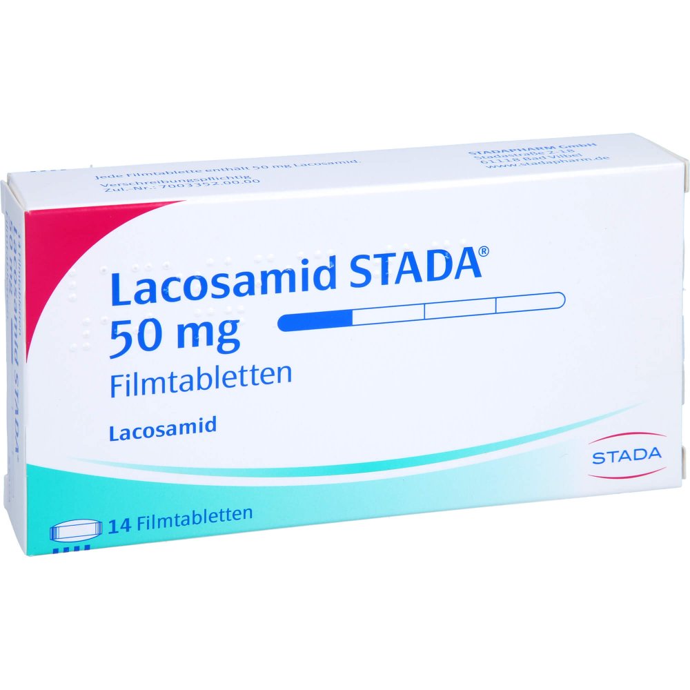 Das Produktfoto zeigt Lacosamid Stada 50 Mg Filmtabletten (14 stk) PZN 17273593