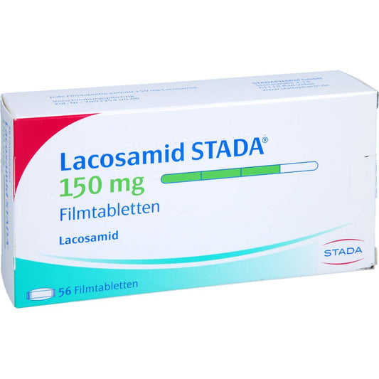 Das Produktfoto zeigt Lacosamid Stada 150 Mg Filmtabletten (56 stk) PZN 17273653