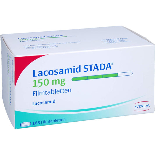Das Produktfoto zeigt Lacosamid Stada 150 Mg Filmtabletten (168 stk) PZN 17273676