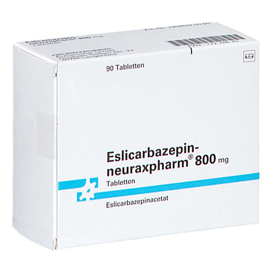 Das Produktfoto zeigt Eslicarbazepin-Neuraxpharm 800 Mg Tabletten (90 stk) PZN 17274670