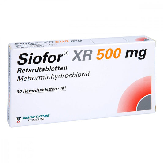 Das Produktfoto zeigt Siofor Xr 500 Mg Retardtabletten (30 stk) PZN 17275824