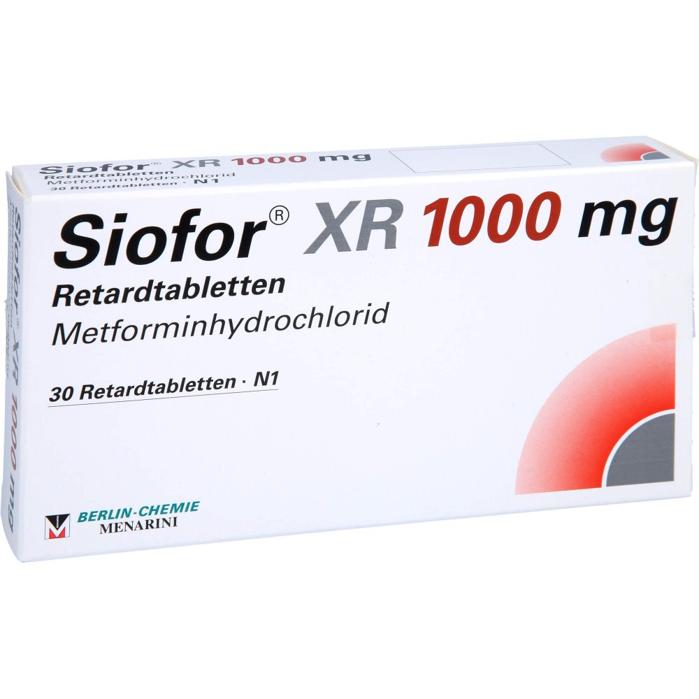Das Produktfoto zeigt Siofor Xr 1000 Mg Retardtabletten (30 stk) PZN 17275899