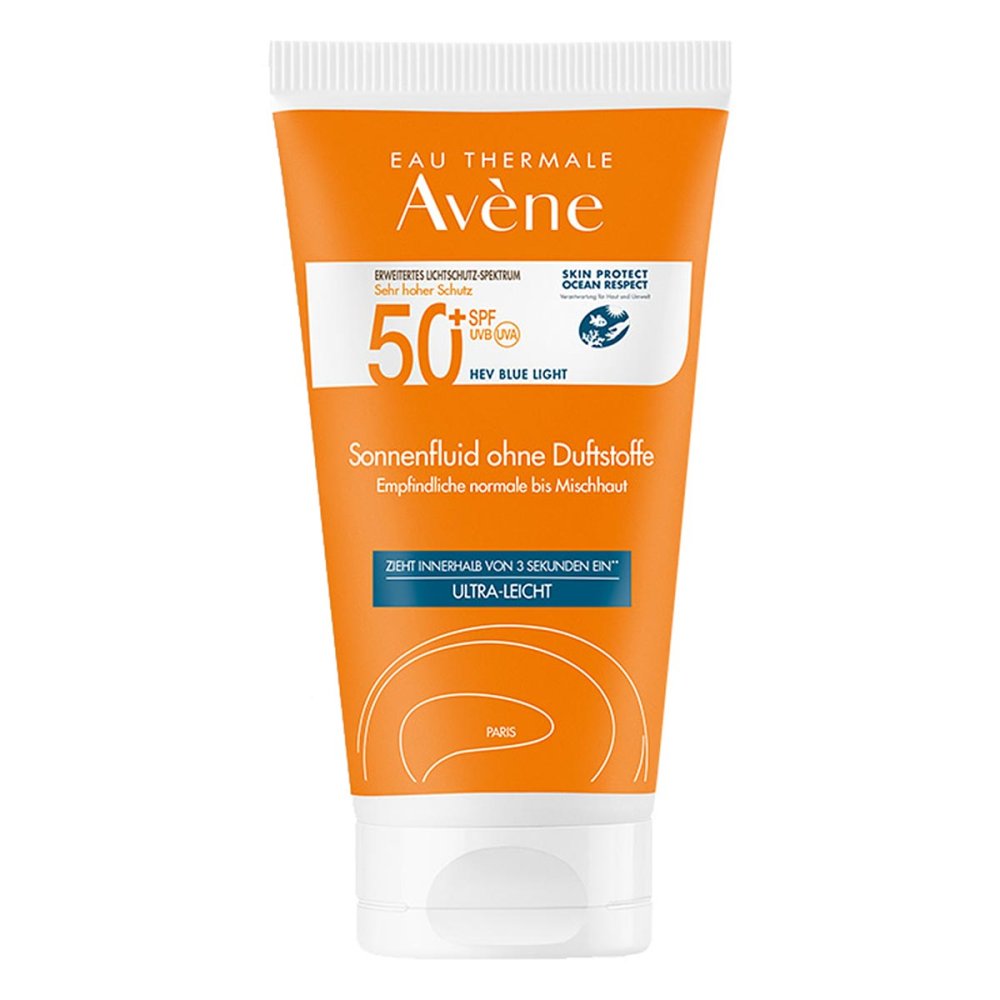 Das Produktfoto zeigt Avene Sonnenfluid Spf 50+ Ohne Duftstoffe (50 ml) PZN 17293325