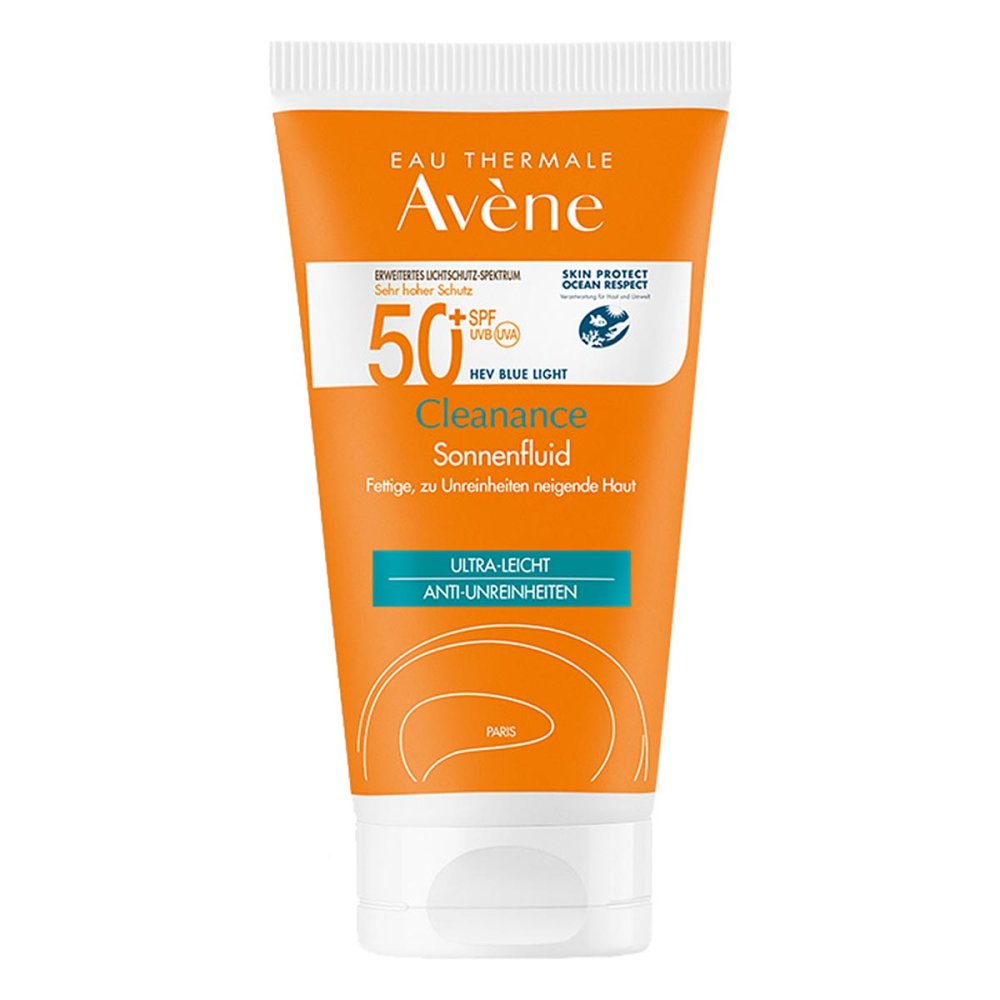 Das Produktfoto zeigt Avene Cleanance Sonnenfluid Spf 50+ (50 ml) PZN 17293377