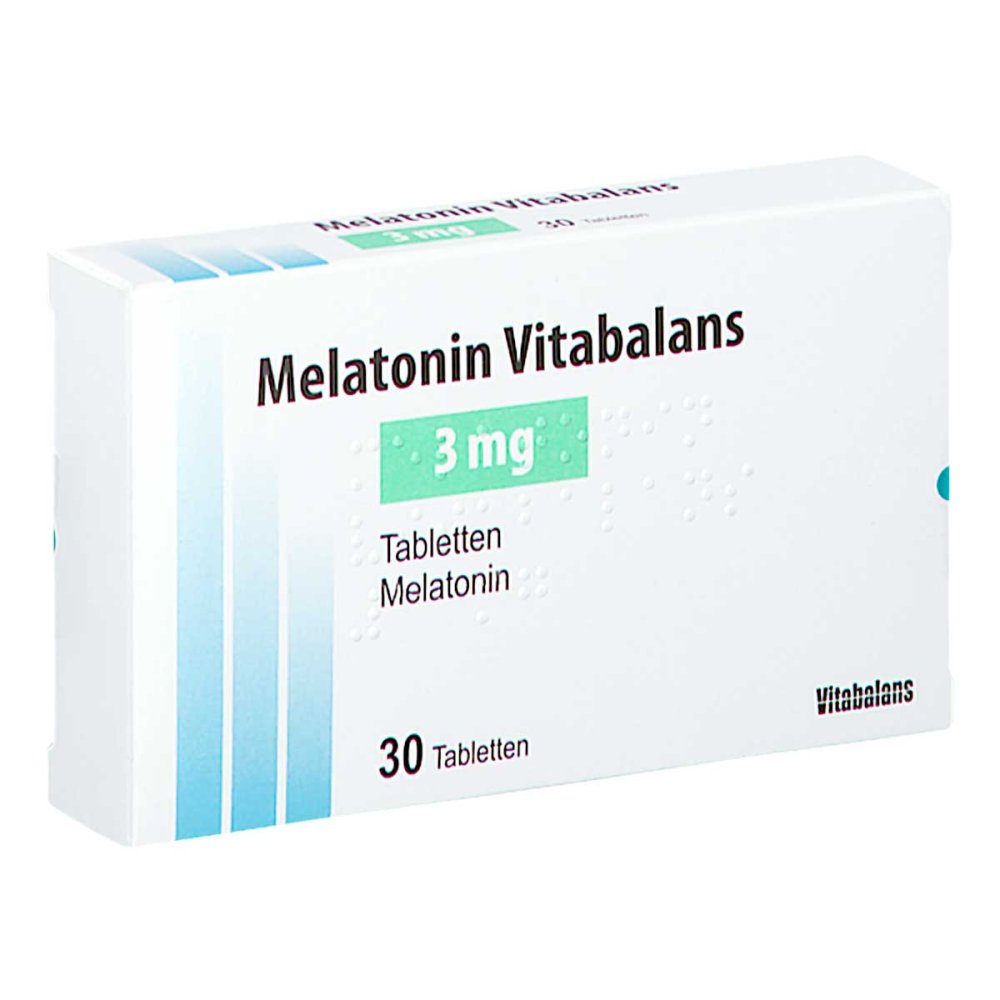 Das Produktfoto zeigt Melatonin Vitabalans 3 Mg Tabletten (30 stk) PZN 17313246