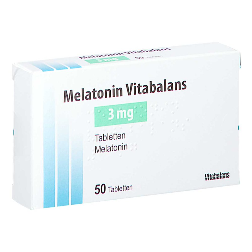 Das Produktfoto zeigt Melatonin Vitabalans 3 Mg Tabletten (50 stk) PZN 17313252