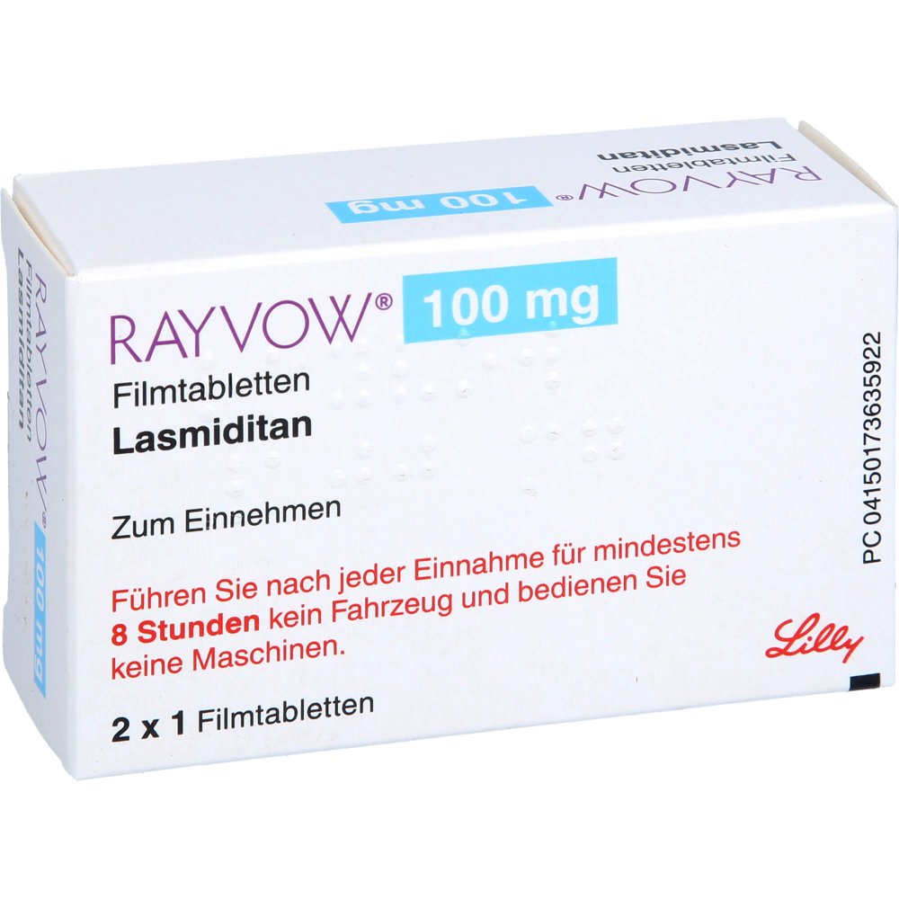 Das Produktfoto zeigt Rayvow 100 Mg Filmtabletten (2 stk) PZN 17363592