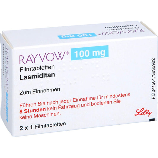 Das Produktfoto zeigt Rayvow 100 Mg Filmtabletten (2 stk) PZN 17363592