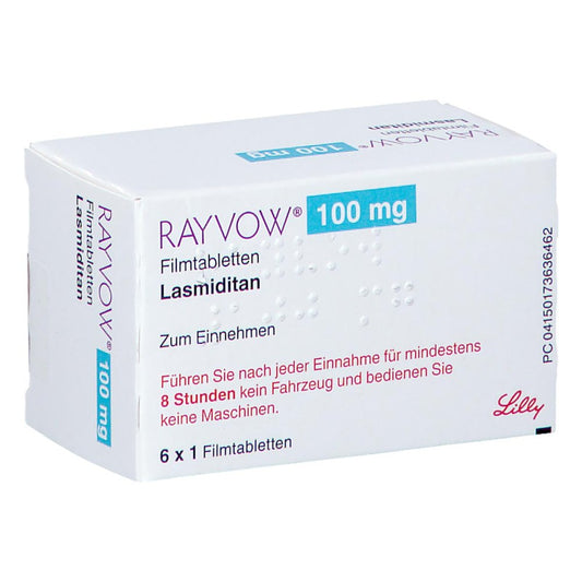 Das Produktfoto zeigt Rayvow 100 Mg Filmtabletten (6 stk) PZN 17363646