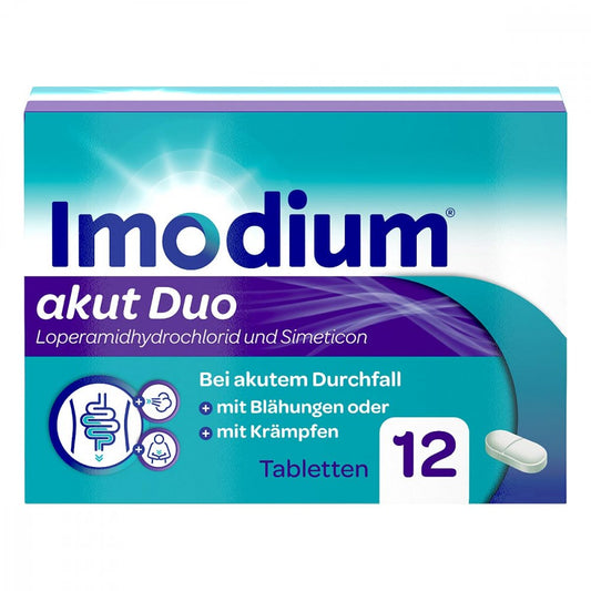Imodium Akut Duo 2 Mg/125 Mg Tabletten (12 stk)