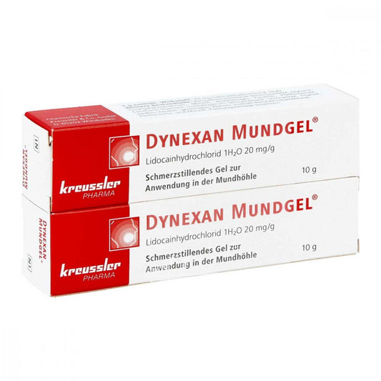Das Produktfoto zeigt Dynexan Mundgel (2X10 g) PZN 17396999