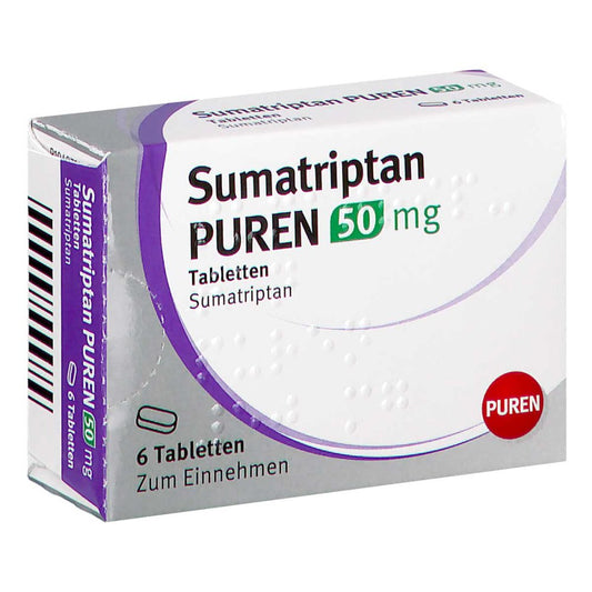Das Produktfoto zeigt Sumatriptan Puren 50 Mg Tabletten (6 stk) PZN 17416785