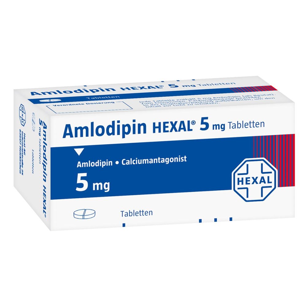 Das Produktfoto zeigt Amlodipin Hexal 5 Mg Tabletten Dose (100 stk) PZN 17420551