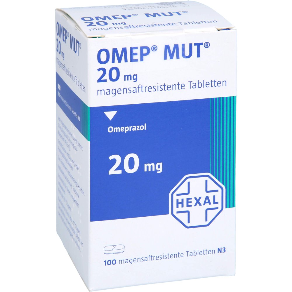 Das Produktfoto zeigt Omep Mut 20 Mg Magensaftresistente Tabletten Dose (100 stk) PZN 17420835