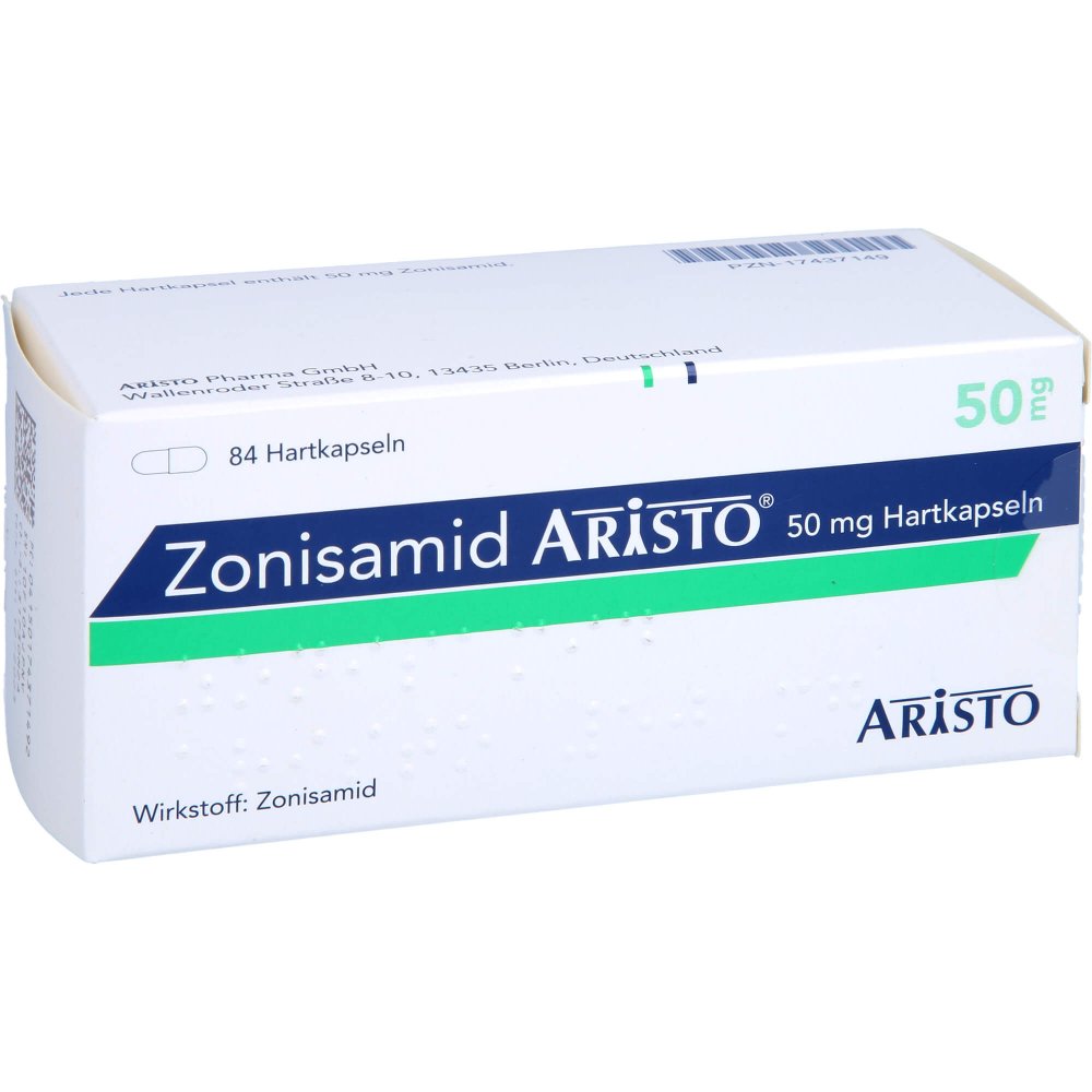 Das Produktfoto zeigt Zonisamid Aristo 50 Mg Hartkapseln (84 stk) PZN 17437149