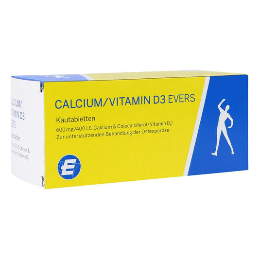 Calcium/Vitamin D3 Evers 600 Mg/400 I.E Kautabl. (100 stk)