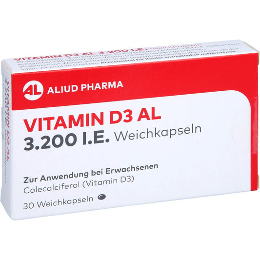 Das Produktfoto zeigt Vitamin D3 Al 3.200 I.E. Weichkapseln (30 stk) PZN 17449460