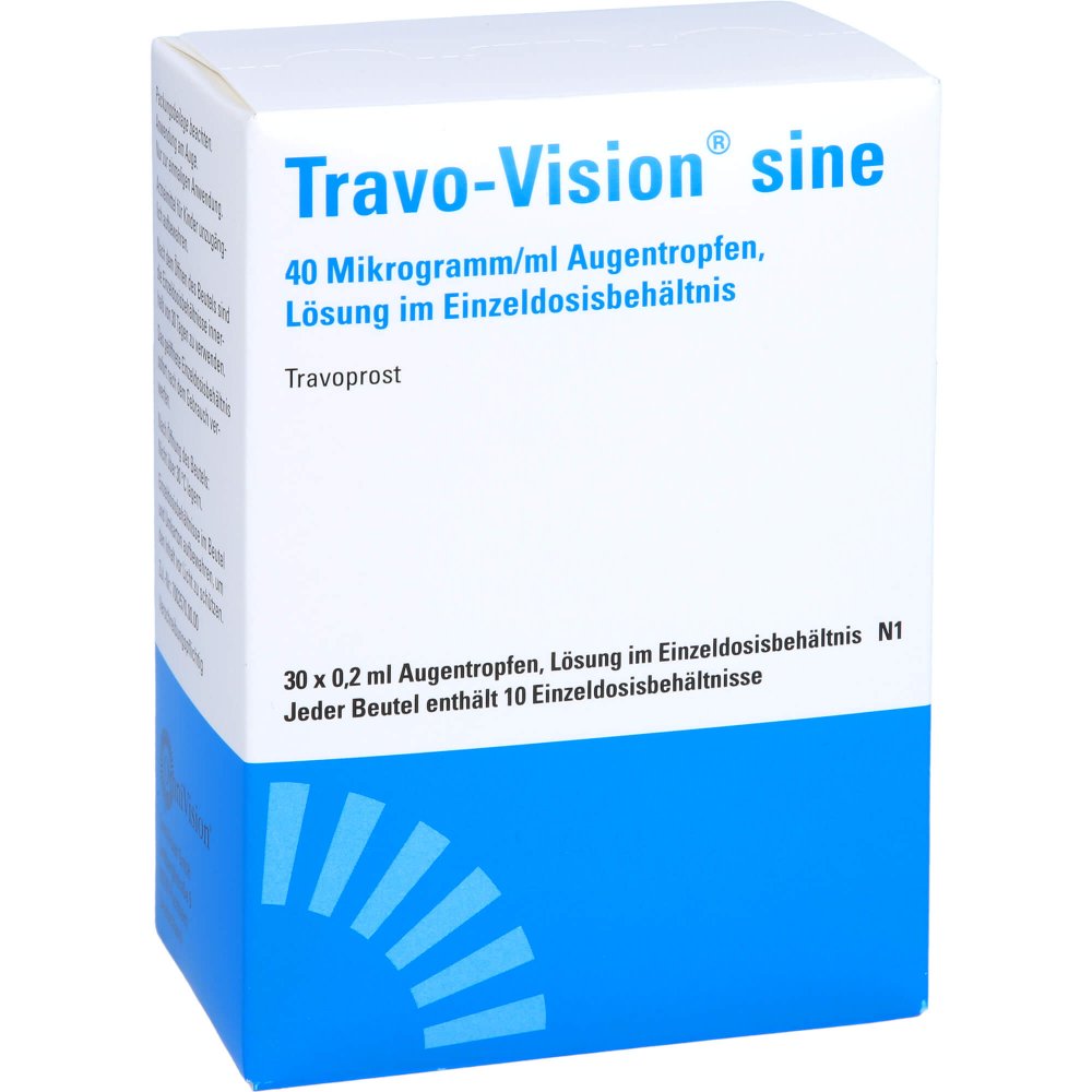 Das Produktfoto zeigt Travo-Vision Sine 40 Μg/Ml Augentropfen Lsg.Im Edb (30X0.2 ml) PZN 17467819