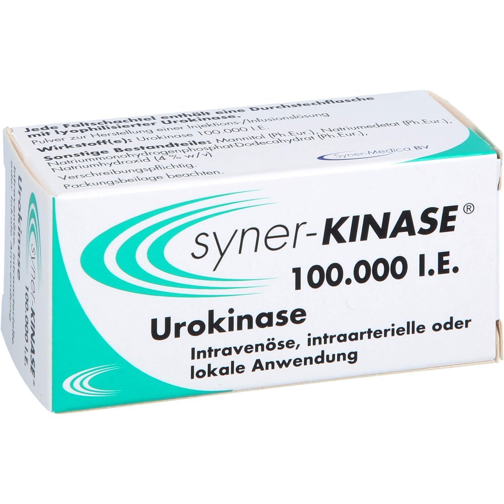 Das Produktfoto zeigt Syner-Kinase 100.000 I.E. Plv.Z.H.E.Inj.-/Inf.-L. (1 Flasche) PZN 17483132