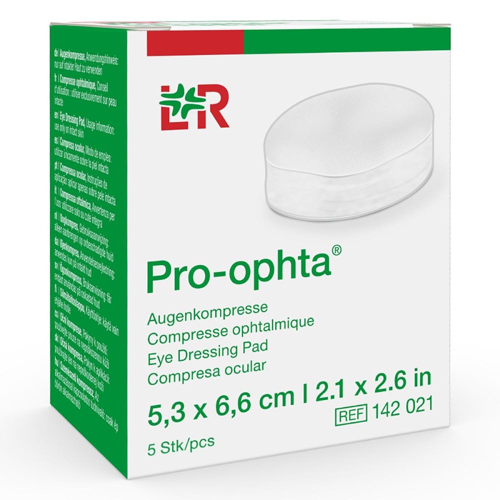 Pro-Ophta Augenkompressen 5,3x6,6 Cm Unsteril (5 stk)