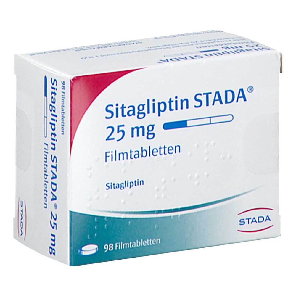 Das Produktfoto zeigt Sitagliptin Stada 25 Mg Filmtabletten (98 stk) PZN 17507039