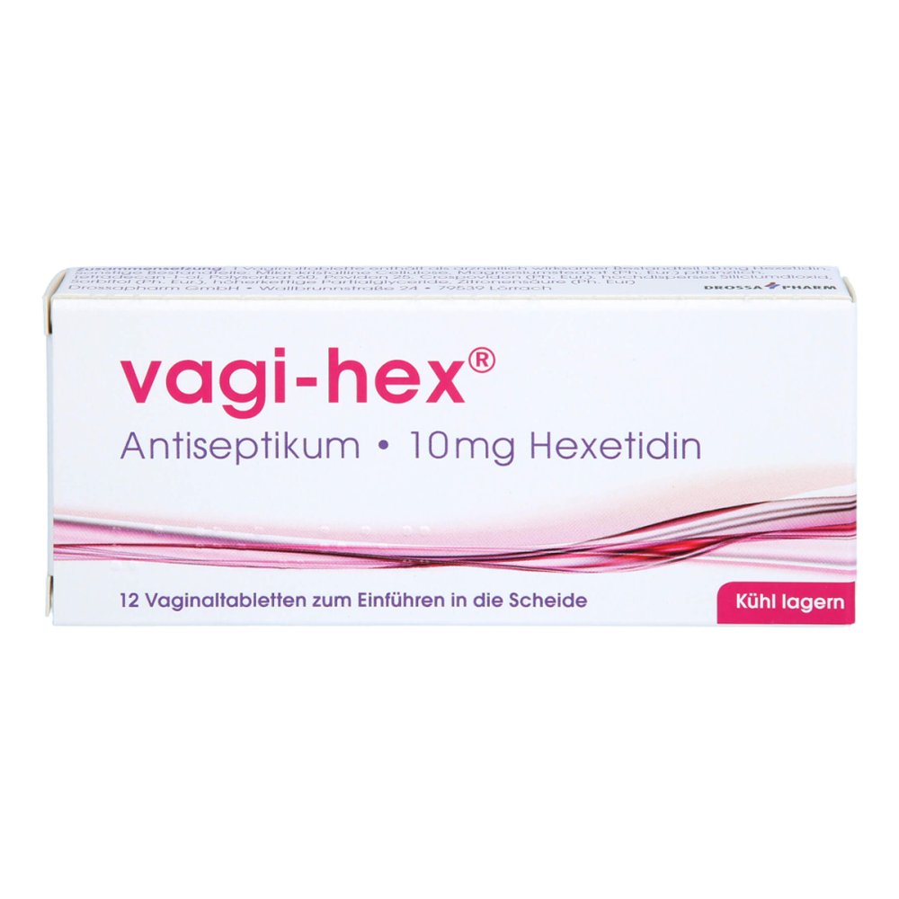 Das Produktfoto zeigt Vagi-Hex 10 Mg Vaginaltabletten (12 stk) PZN 17508139