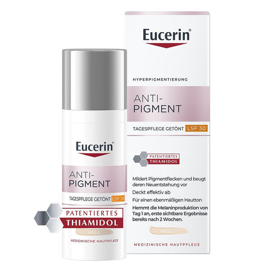 Das Produktfoto zeigt Eucerin Anti-Pigment Tag Getönt Hell Lsf 30 (50 ml) PZN 17510739