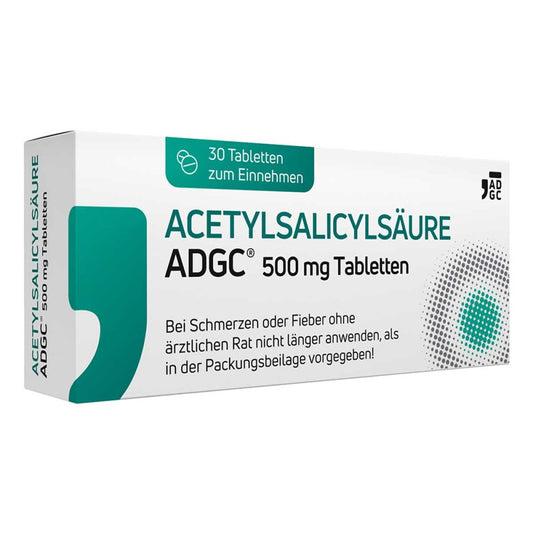 Das Produktfoto zeigt Acetylsalicylsäure Adgc 500 Mg Tabletten (30 stk) PZN 17526410