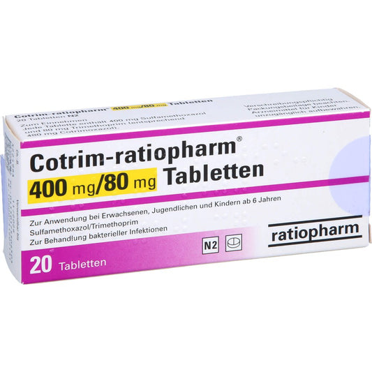 Das Produktfoto zeigt Cotrim-Ratiopharm 400 Mg/80 Mg Tabletten (20 stk) PZN 17550650