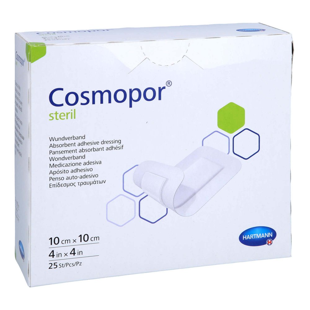 Das Produktfoto zeigt Cosmopor Steril Wundverband 10x10 Cm (25 stk) PZN 17565798