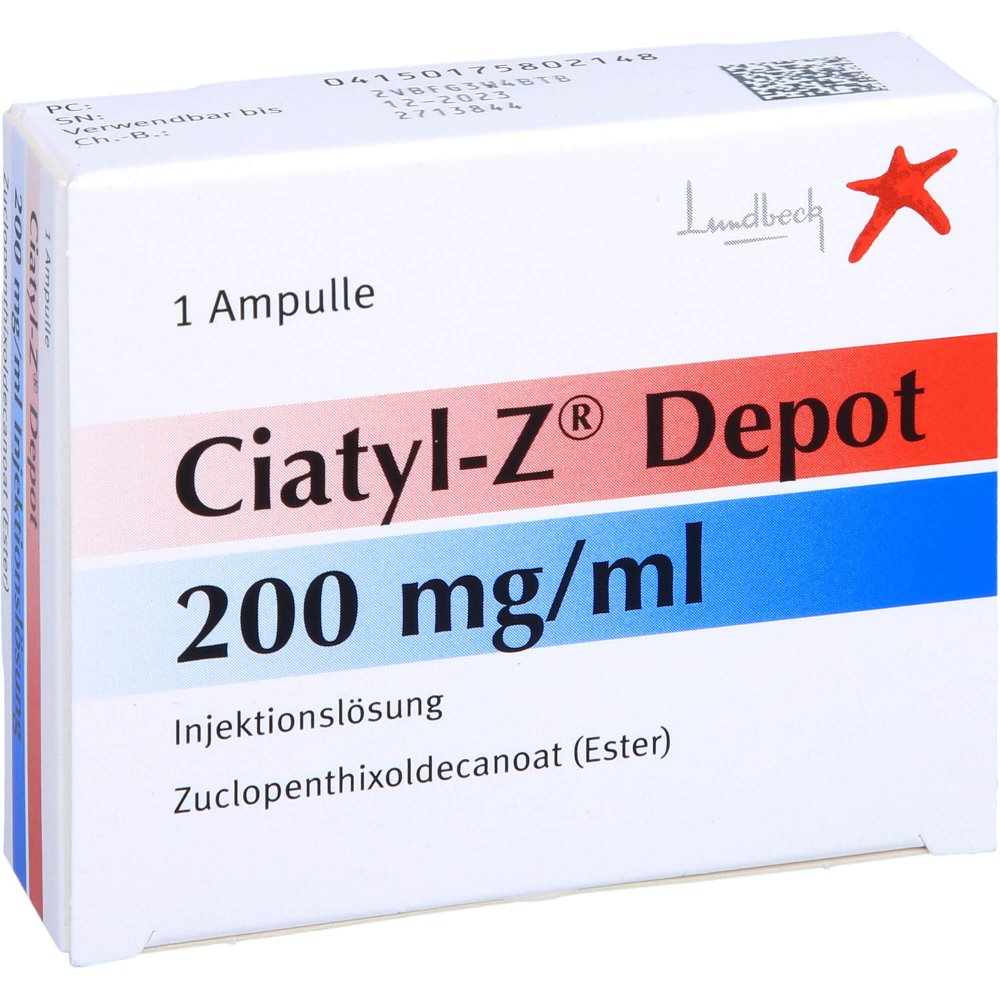 Das Produktfoto zeigt Ciatyl-Z Depot 200 Mg/Ml Injektionslösung (1X1 ml) PZN 17580214