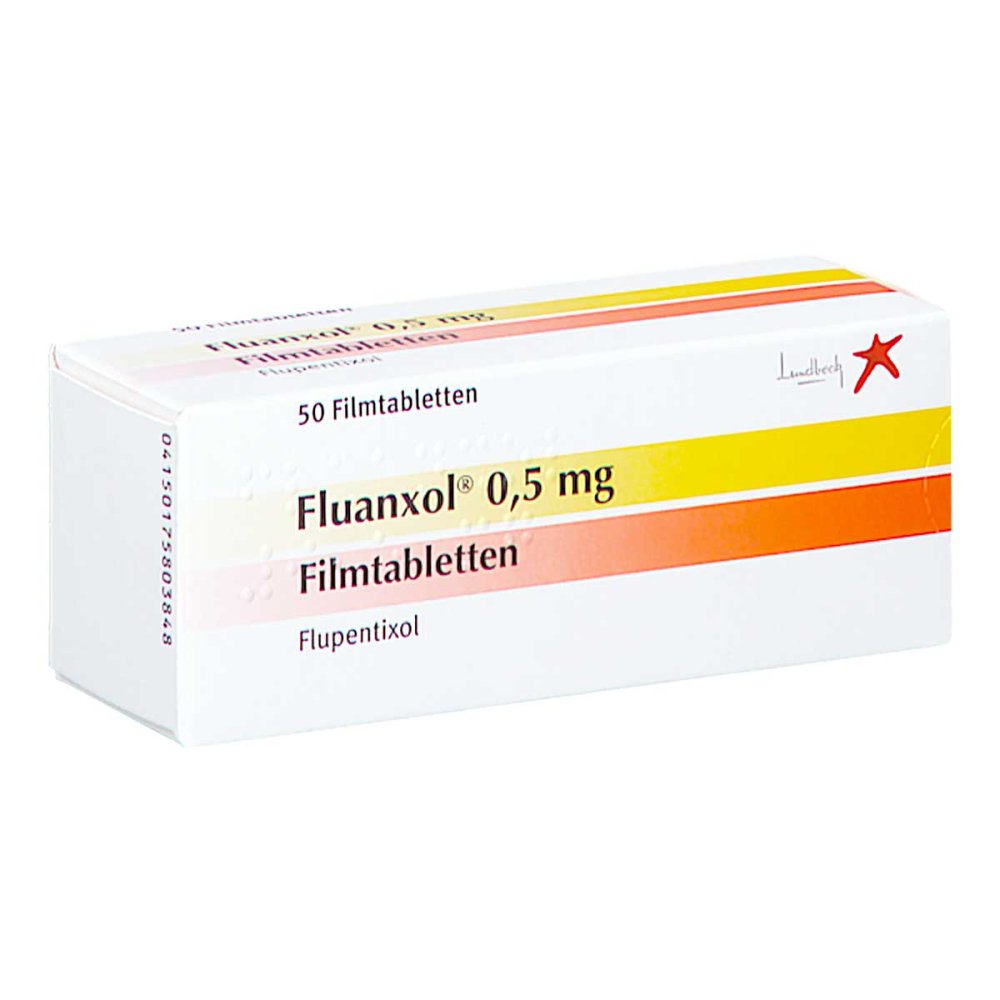 Das Produktfoto zeigt Fluanxol 0,5 Mg Filmtabletten (50 stk) PZN 17580384