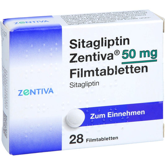 Das Produktfoto zeigt Sitagliptin Zentiva 50 Mg Filmtabletten (28 stk) PZN 17599389