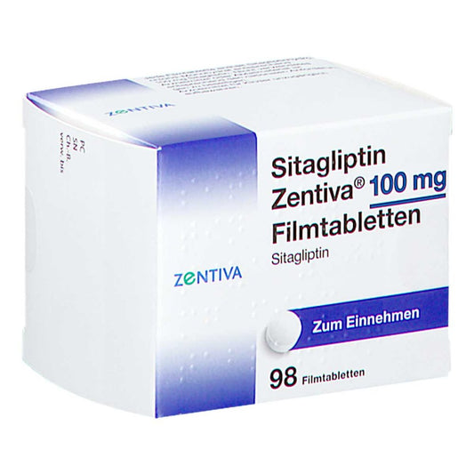 Das Produktfoto zeigt Sitagliptin Zentiva 100 Mg Filmtabletten (98 stk) PZN 17599426