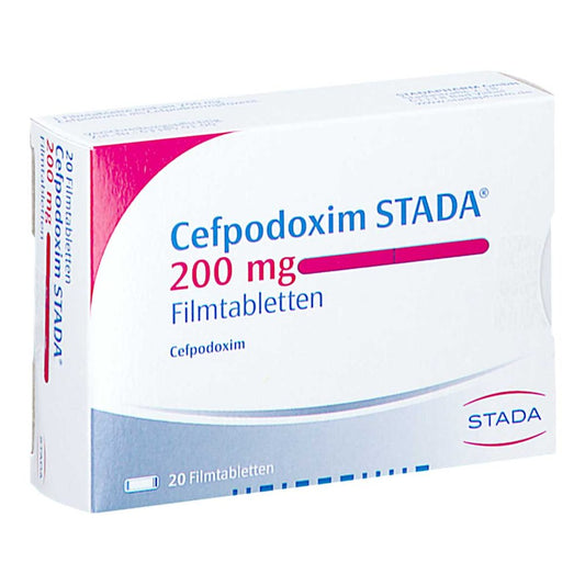 Das Produktfoto zeigt Cefpodoxim Stada 200 Mg Filmtabletten (20 stk) PZN 17601643