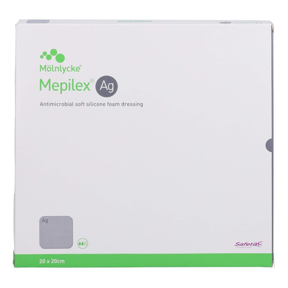 Das Produktfoto zeigt Mepilex Ag Schaumverband 20x20 Cm Steril (5 stk) PZN 17605813