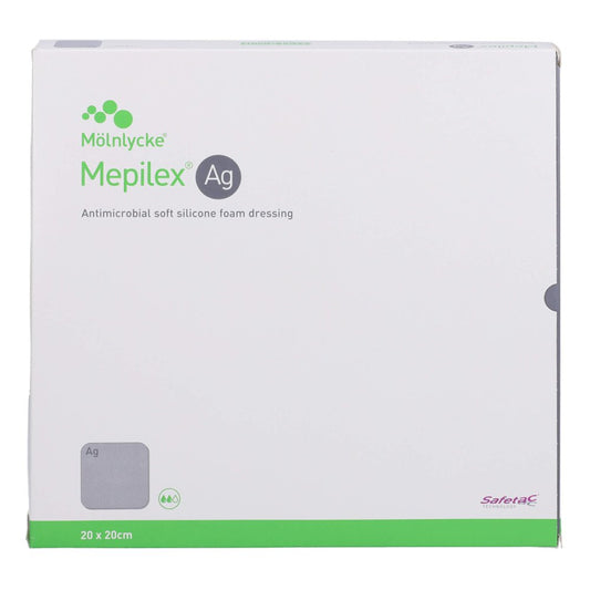 Das Produktfoto zeigt Mepilex Ag Schaumverband 20x20 Cm Steril (5 stk) PZN 17605813