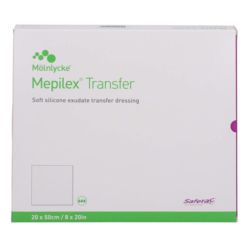 Das Produktfoto zeigt Mepilex Transfer Schaumverband 20x50 Cm Steril (4 stk) PZN 17605931
