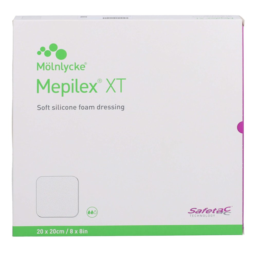 Das Produktfoto zeigt Mepilex Xt 20x20 Cm Schaumverband (5 stk) PZN 17605954