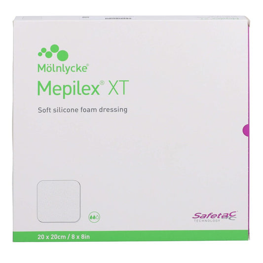 Das Produktfoto zeigt Mepilex Xt 20x20 Cm Schaumverband (5 stk) PZN 17605954