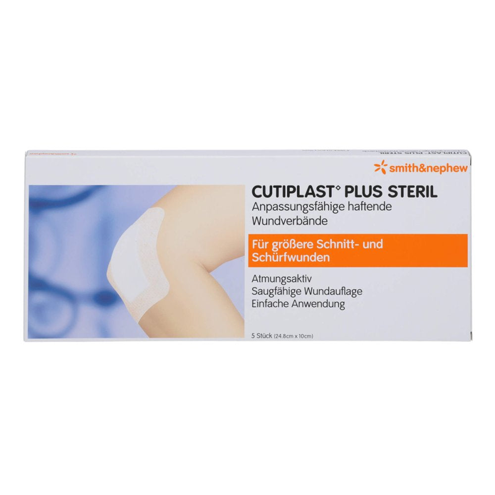 Das Produktfoto zeigt Cutiplast Plus Steril 10x24,8 Cm Verband (5 stk) PZN 17606273