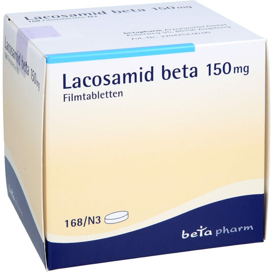 Das Produktfoto zeigt Lacosamid Beta 150 Mg Filmtabletten (168 stk) PZN 17623053