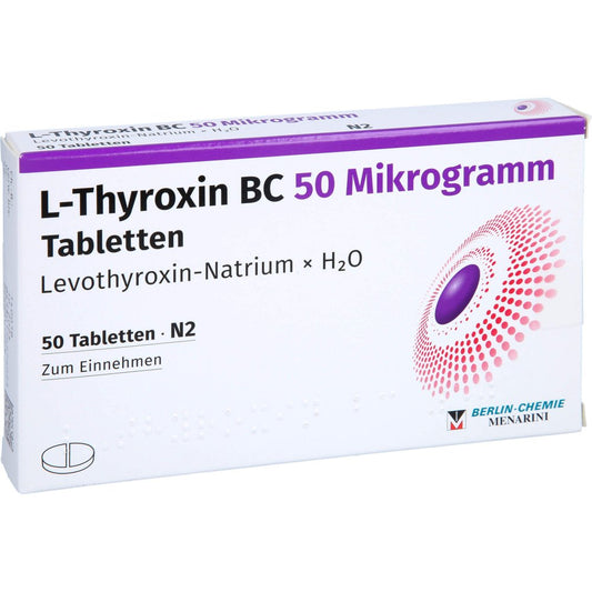 Das Produktfoto zeigt L-Thyroxin Bc 50 Mikrogramm Tabletten (50 stk) PZN 17627602
