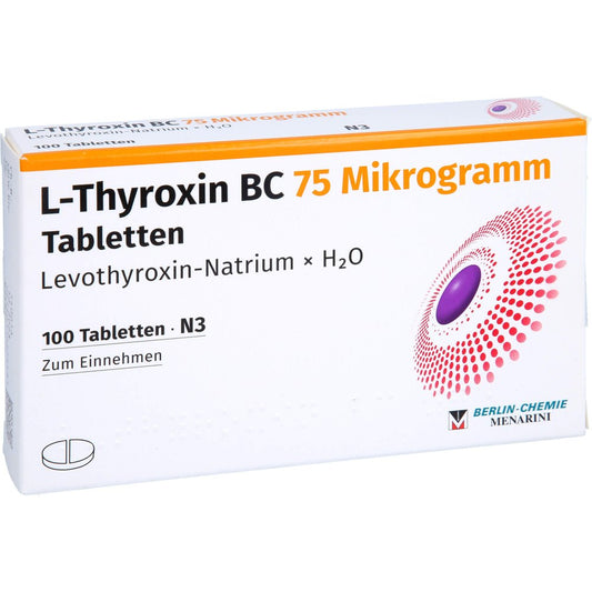 Das Produktfoto zeigt L-Thyroxin Bc 75 Mikrogramm Tabletten (100 stk) PZN 17627648