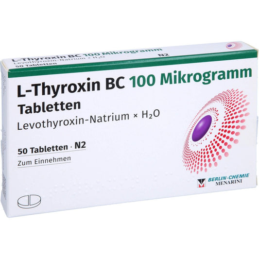 Das Produktfoto zeigt L-Thyroxin Bc 100 Mikrogramm Tabletten (50 stk) PZN 17627660