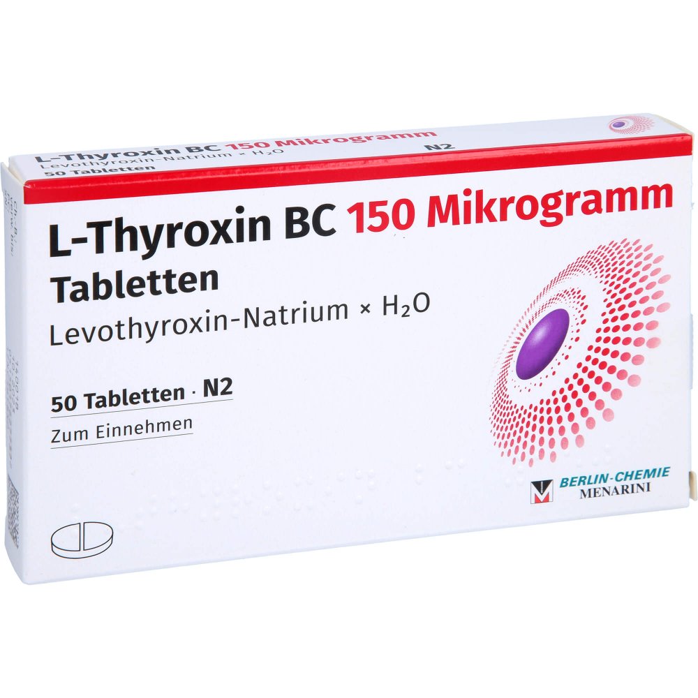 Das Produktfoto zeigt L-Thyroxin Bc 150 Mikrogramm Tabletten (50 stk) PZN 17627737