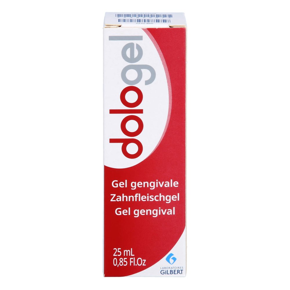 Das Produktfoto zeigt Dologel Zahnfleischgel (25 ml) PZN 17639108