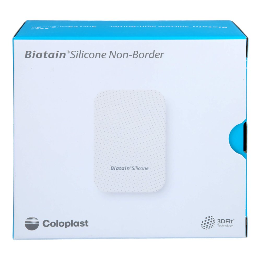 Das Produktfoto zeigt Biatain Silicone Non-Border Schaumverb.5x7,5 Cm (10 stk) PZN 17639350