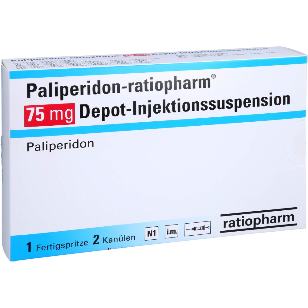 Das Produktfoto zeigt Paliperidon-Ratiopharm 75 Mg Depot-Inj.-Susp.Fs (1 stk) PZN 17639427