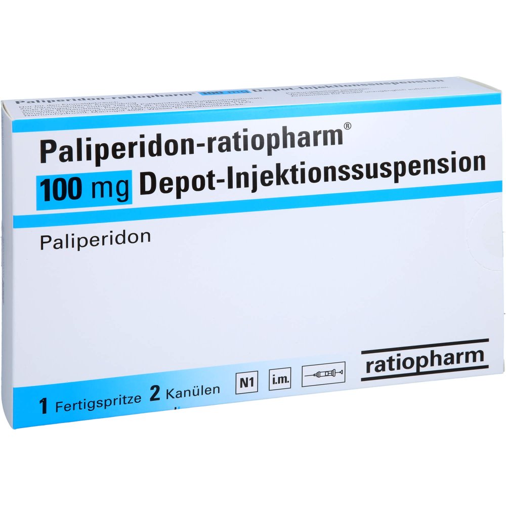 Das Produktfoto zeigt Paliperidon-Ratiopharm 100 Mg Depot-Inj.-Susp.Fs (1 stk) PZN 17639433